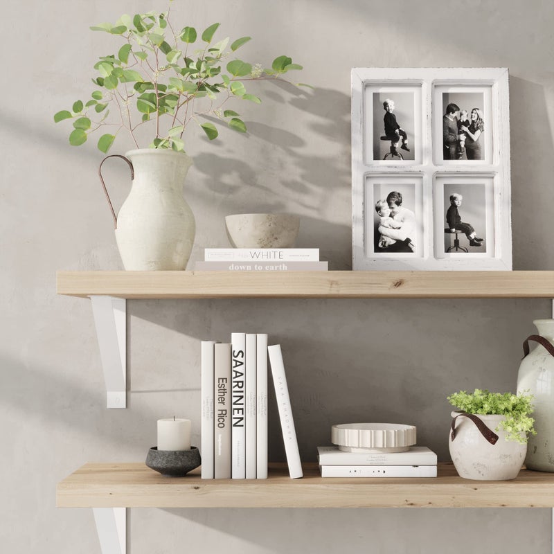 Barnyard Designs 4x6 or 5x7 Collage Picture Frames, 4 Photo Openings w/Mat for Multiple Pictures, Distressed Rustic Wood Farmhouse Frame for Wall, 16x12 (White) - Image 3